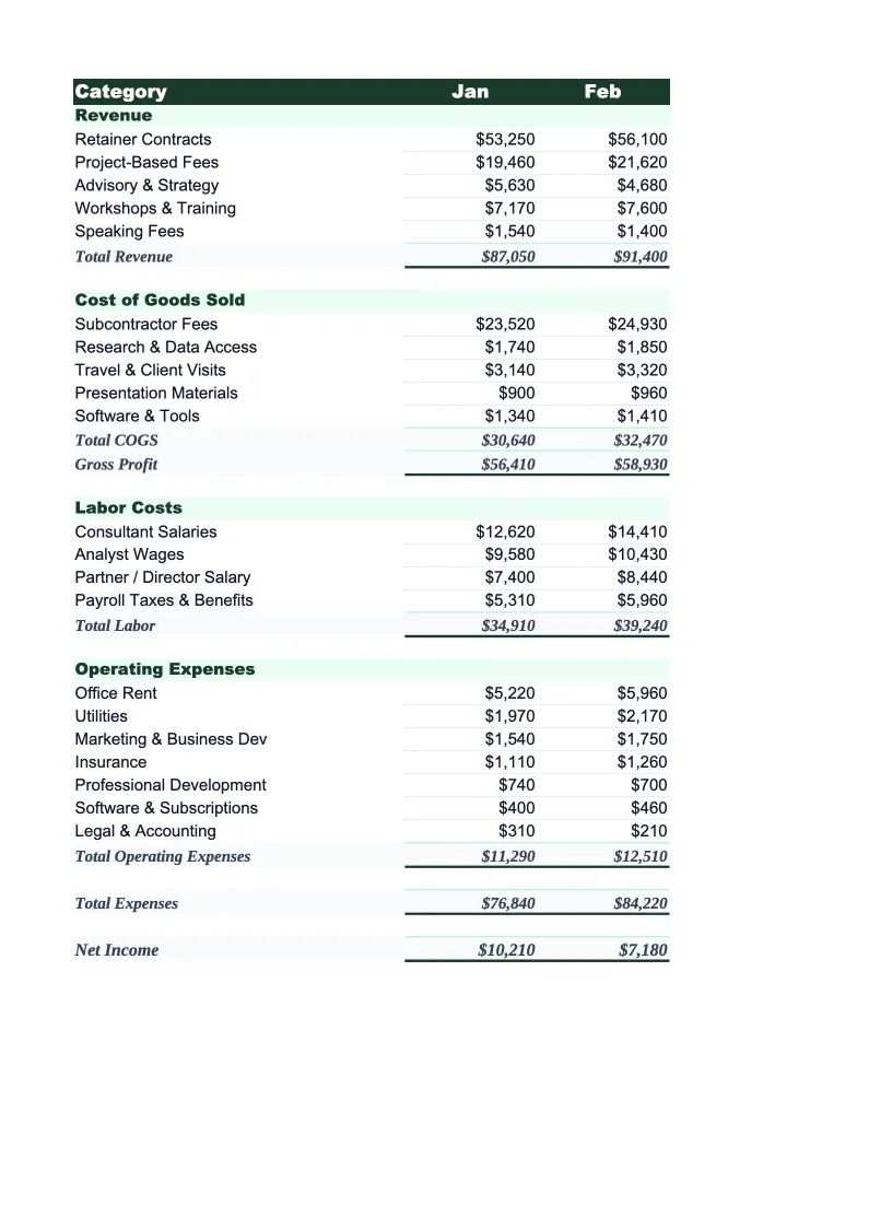 Consulting Budget Template preview