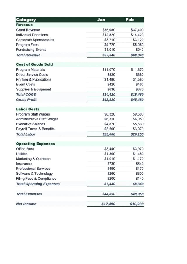 Nonprofit Budget Template preview
