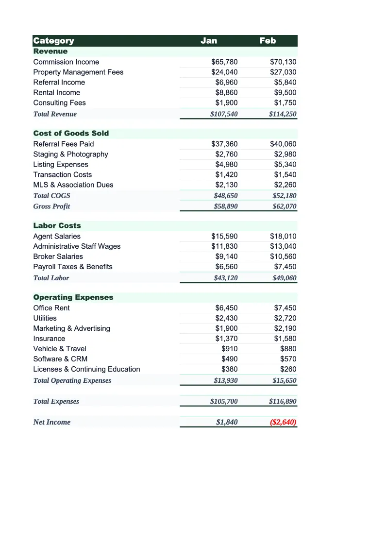 Real Estate Budget Template preview