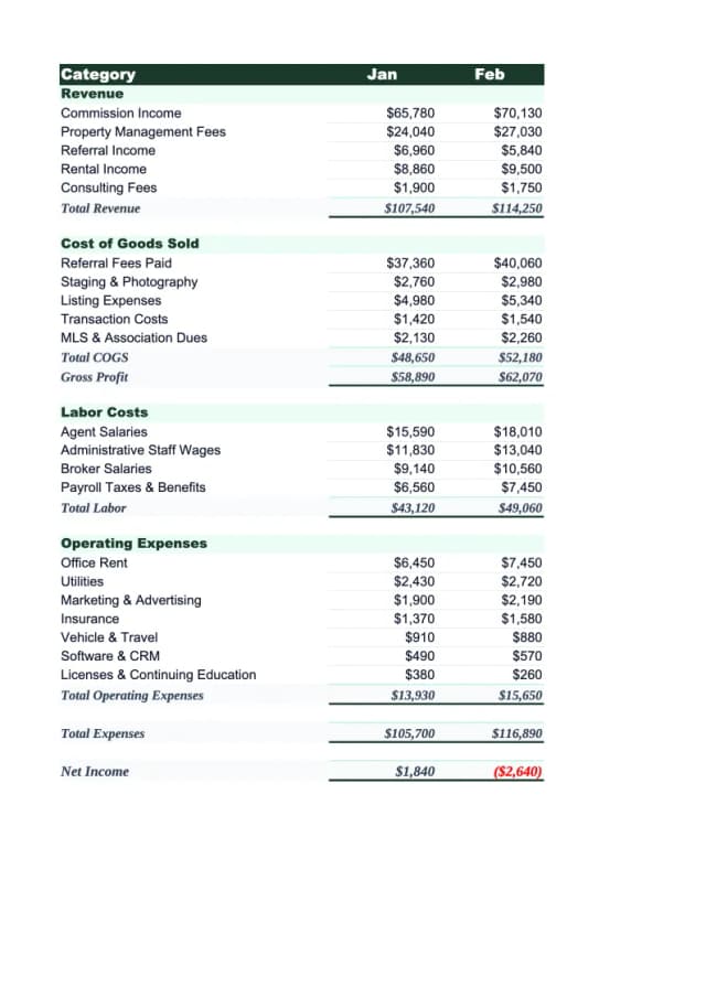 Real Estate Budget Template preview