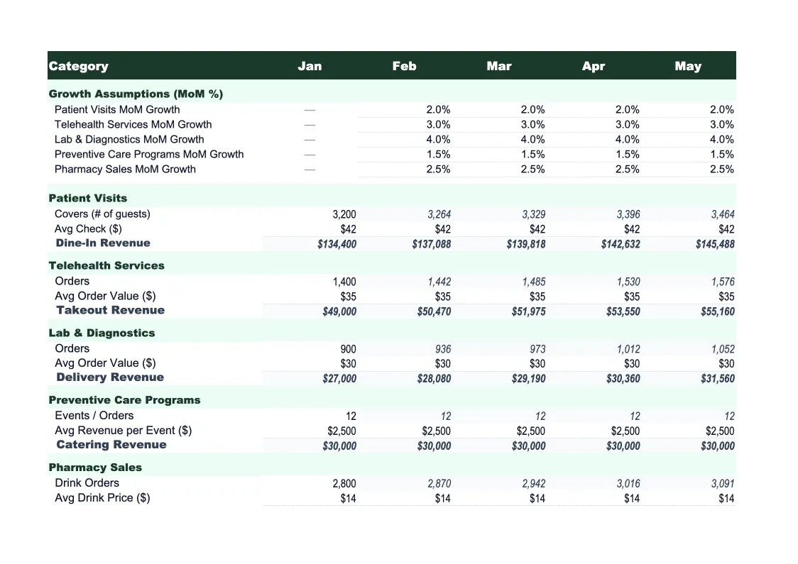 Healthcare Sales Forecast Template preview