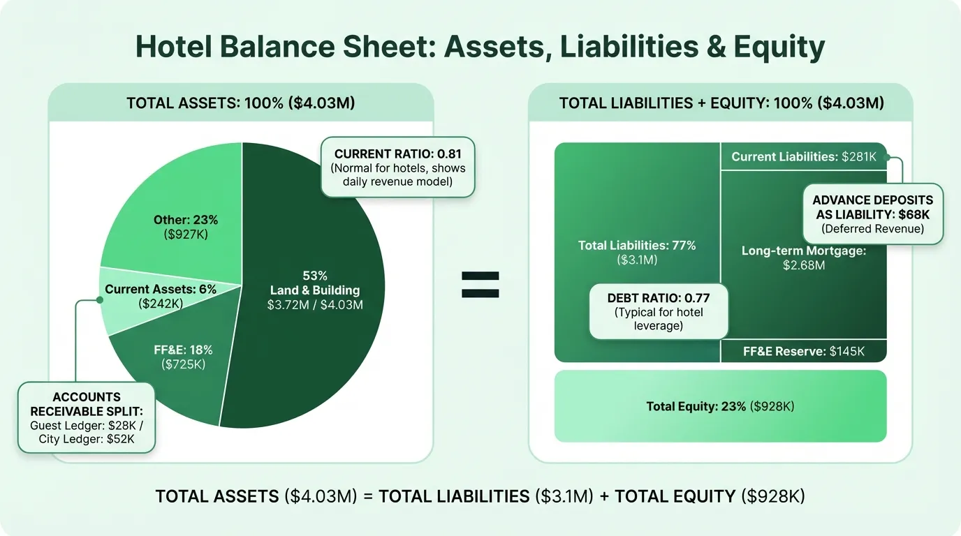 Hotel Balance Sheet: Assets, Liabilities, and Equity Breakdown