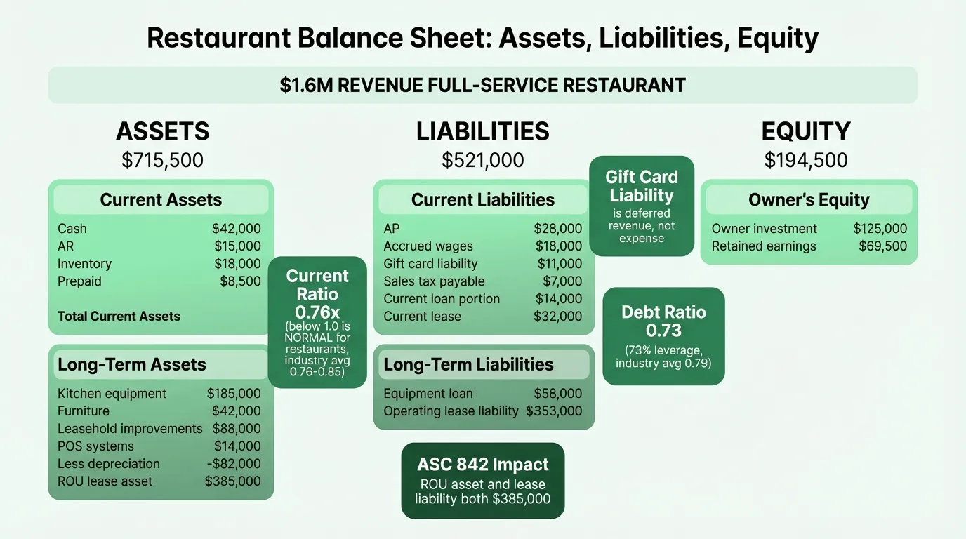 Restaurant balance sheet structure